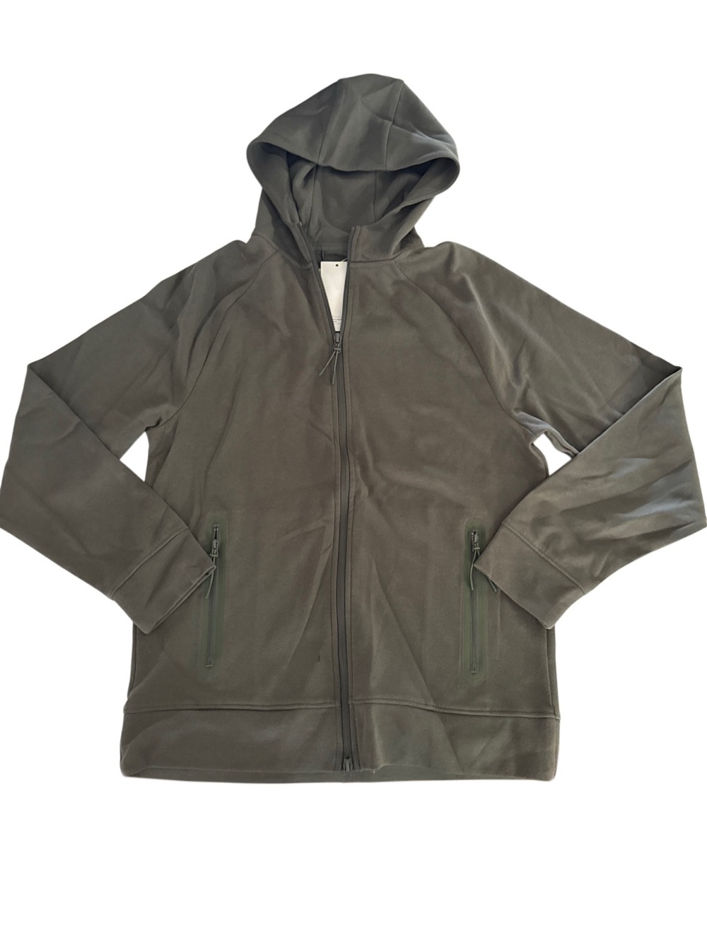 NWT! men's all in motion Olive Green Full-Zip Hooded Ponte hoodie, Small